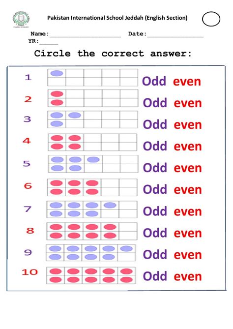 odd and even numbers worksheet for ukg